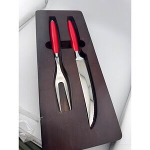 Fiesta Carving Fork and Knife Set‎ Red Handle Stainless Steel